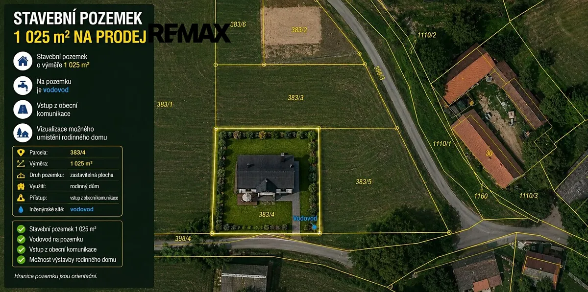 Prodej stavebního pozemku 1025 m²